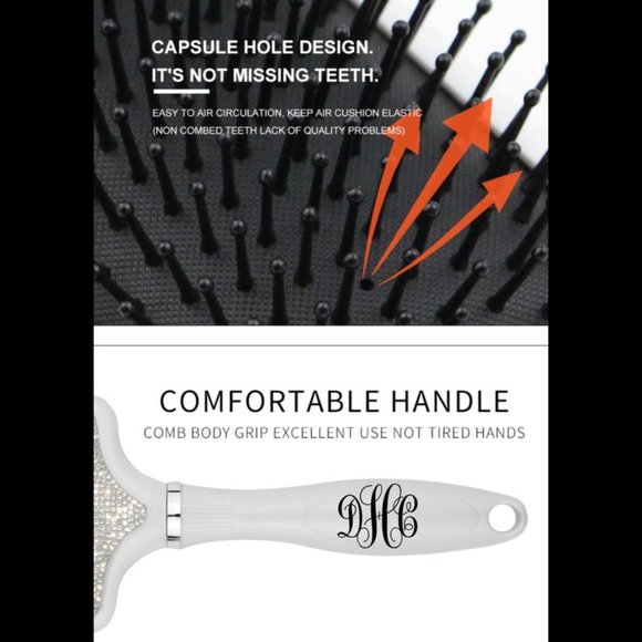 Rhinestone Handmade Diamond Massage Brush Monogram - Picture 5 of 8